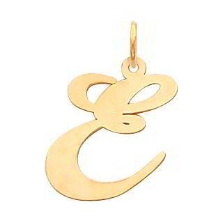 14K Yellow Gold Large Fancy Script Initial E Charm: Bead Charms: Jewelry