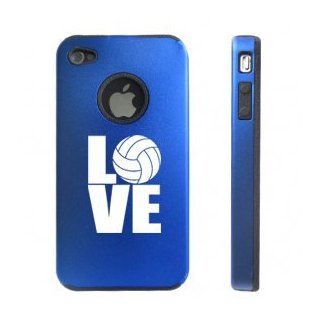 Apple iPhone 4 4S 4 Blue D2975 Aluminum & Silicone Case Cover Love Volleyball: Cell Phones & Accessories