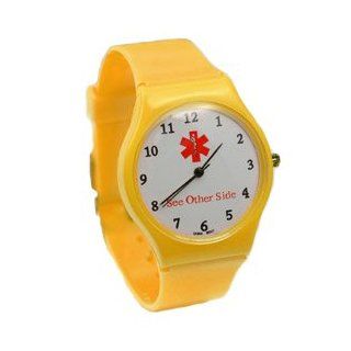 Medical ID Watch with Neon Yellow Strap: Watches