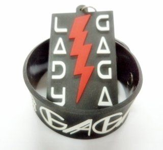 2x Black LADY GAGA Music #2 Rubber Wristband Bracelet & Car Keychain Key Fob Ring: Everything Else