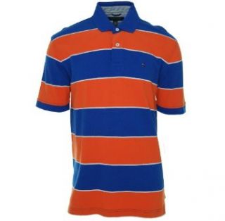 Tommy Hilfiger Striped Polo Shirt Blue/Orange S at  Mens Clothing store