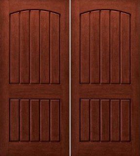 Exterior Door: Fiberglass Two Panel Arch Plank Pair (Single also available)   Entry Doors  