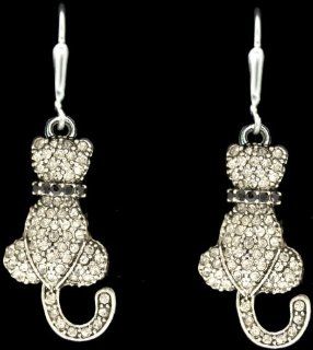 From the Heart Clear Crystal Rhinestone Cat Earrings Embellished in Rhinestones & Approximately 1 inch long & mailed in a Gift Box  Celebrate Your Fascination with this Adorable & Lovable Pet!!!They Sparkle!!! : Sports Related Collectibles : Sp