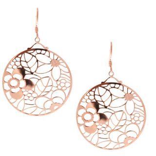 Large Rose Gold Circle Flower and Leaf Cut Out Design Earrings!: Kaylah Designs: Jewelry