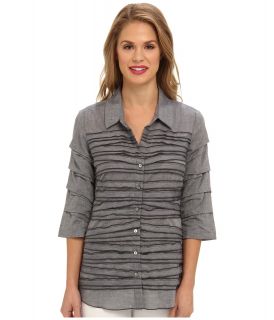 NIC+ZOE Zig Zag Top Womens Blouse (Gray)