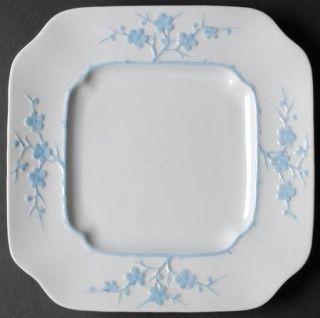Spode Geisha Light Blue Square Salad Plate, Fine China Dinnerware   Blanche De C