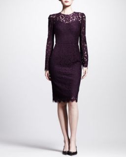 Dolce & Gabbana Long Sleeve Lace Illusion Sheath Dress
