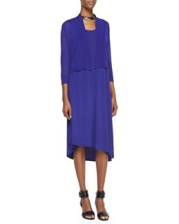 Eileen Fisher Crinkle Cropped Cardigan & Sleeveless Asymmetric Hem Dress