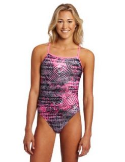 Speedo Women's Net Effect Super Back Endurance Lite Flipturns Swimsuit, Black/Pink, 14/40 Clothing