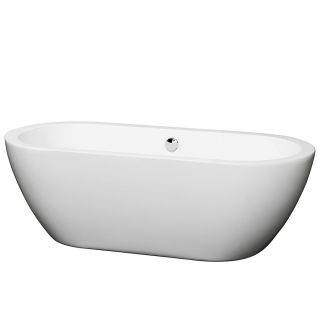 Wyndham Collection Soho 68 in L x 30.5 in W x 22.75 in H White Acrylic Oval Freestanding Bathtub with Center Drain