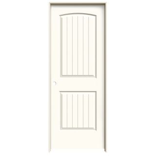 ReliaBilt 2 Panel Round Top Plank Hollow Core Smooth Molded Composite Right Hand Interior Single Prehung Door (Common: 80 in x 24 in; Actual: 81.68 in x 25.56 in)