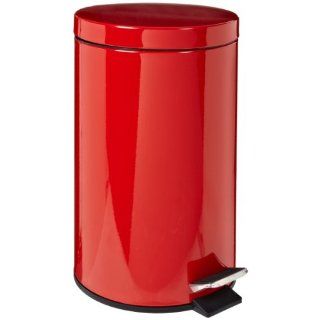 Rubbermaid Commercial Steel 3.5 Gallon Medi Can Step Trash Can with Plastic Liner, Round, 15.75" Height, Red: Industrial & Scientific