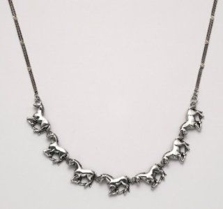 Sterling Silver Running Horses 18 inch Necklace with Lobster Claw Clasp: Pendant Necklaces: Jewelry