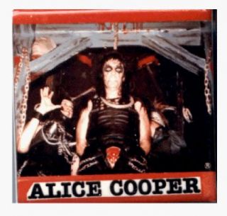 Alice Cooper   Scary with Chains and Logo Below   1 1/2" Square Button / Pin   AUTHENTIC EARLY 1990s, DISCONTINUED!: Novelty Buttons And Pins: Clothing