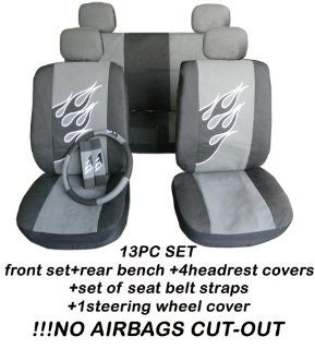 Universal car seat covers for both front and back seats. 4 Headrest covers, steering wheel cover, and seat belt covers included. THES seat covers do not have openings for airbags!: Automotive