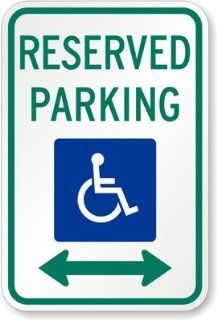 Reserved Parking (ADA symbol) (both direction, Diamond Grade Reflective Aluminum Sign, 18" x 12"