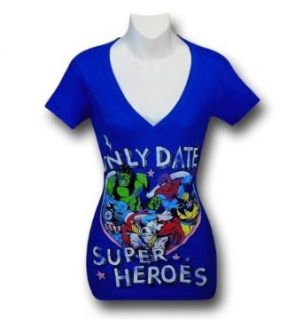 Marvel Only Date Superheroes Womens T Shirt  Small at  Womens Clothing store