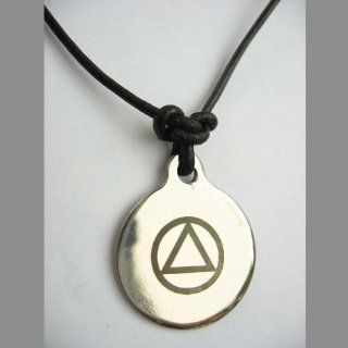 AA Alcoholics Anonymous Leather Necklace: Pendant Necklaces: Jewelry
