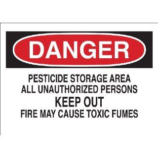Brady 22335 Plastic Chemical & Hazardous Materials Sign, 7" X 10", Legend "Pesticide Storage Area All Unauthorized Persons Keep Out Fire May Cause Toxic Fumes": Industrial Warning Signs: Industrial & Scientific