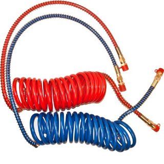 15' Coiled Air Brake Hose Red/Blue include 40" Lead SET: Automotive