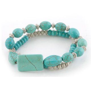 Bling Beads Bling Jewelry Silver Beads Different Turquoise Double Strand Bracelet: Arts, Crafts & Sewing