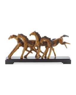 Wild Horses Wood Grain Detail Sculpture
