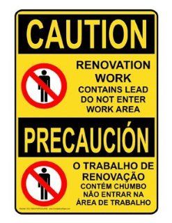 OSHA CAUTION Renovation Work Contains Lead Sign OCI 13024 PORTUGUESE : Business And Store Signs : Office Products