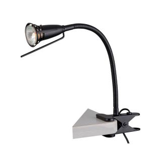 Lite Source 18 in Adjustable Black Clip On Desk Lamp with Metal Shade