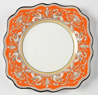 Wedgwood Florentine Orange No Center Design,White Square Luncheon Plate, Fine Ch
