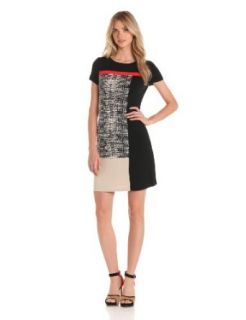Calvin Klein Women's Blocked T Shirt Dress, Black/Light Latte Multi, X Small at  Womens Clothing store: