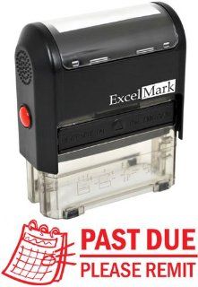 PAST DUE PLEASE REMIT   Self Inking Bill Collection Stamp in Red Ink : Business Stamps : Office Products