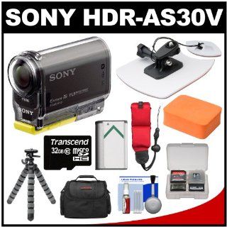 Sony Action Cam HDR AS30V 1080p Wi Fi HD Video Camera Camcorder with Surf Board Mount + 32GB Card + Battery + Case + Tripod Kit : Camera & Photo