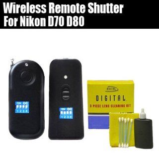 Wireless Remote Shutter Release For Nikon D70 D80 Works Up To 350 Feet Away Up To 16 Different Channels + Free Lens Cleaning Kit : Camera Shutter Release Cords : Camera & Photo