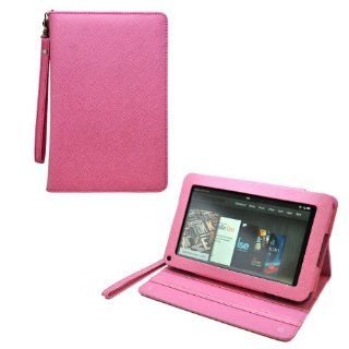 CrazyOnDigital Stand Leather Case Cover with Screen Protector For  Kindle Fire Tablet (Pink) .[Doesn't fit Kindle Fire HD]: Computers & Accessories
