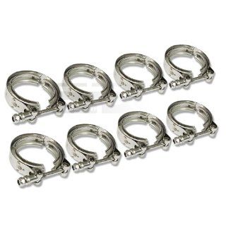 DPT, DPT VC 25 X8, Eight Pieces of 2.5 Inches Stainless Steel V Band Bolt Clamp for Turbo Intercooler Exhaust Downpipe Wastegate Automotive