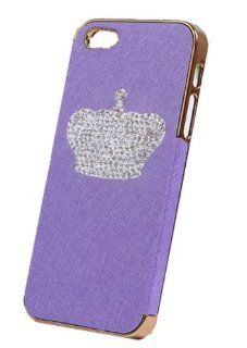 HJX Purple iphone 4/4S Luxury Cool Natural Silk Stripe Hard Back Case With Rhinestone Imperial Crown Protector Cover for Apple iPhone 4 4G 4S Cell Phones & Accessories