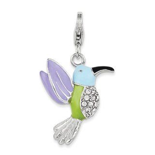 Amore La Vita Sterling Silver Enamel and Swarovski Elements Hummingbird Charm: Jewelry