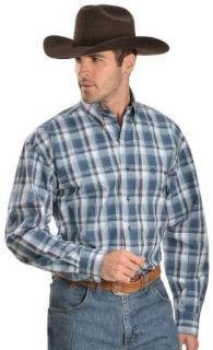 Wrangler George Strait Men's Plaid Long Sleeve Shirt Big And Tall Navy Large Tall at  Mens Clothing store: Button Down Shirts