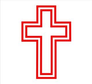 Christian Cross, Religious Cross Decal Sticker Laptop, Notebook, Window, Car, Bumper, EtcStickers 3"x4.5"in. in RED Exterior Window Sticker with Free Shipping: Everything Else
