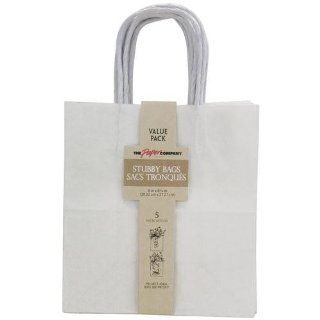 Stubby Gift Bags 8"X8 3/8" 5/Pkg White   Gift Wrap Bags