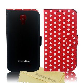 Mavis's Diary Fashion (Red) Polka Dots Leather Flip Case Cover for Samsung Galaxy S4 S IV SIV S 4 Iv Gt i9500 with Soft Clean Cloth: Cell Phones & Accessories