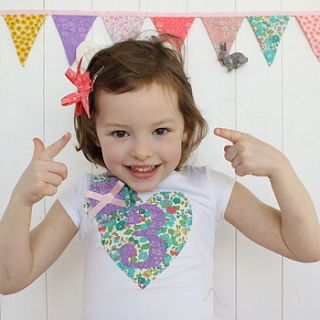 applique age heart birthday t shirt by milk two bunnies