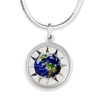 Greyhound around the world! Silver Round Necklace by Kangaroo_Joes