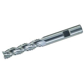 Bassett MRA Series Solid Carbide High Performance Roughing End Mill, Uncoated (Bright) Finish, 3 Flute, Square End, 0.875" Cutting Length, 3/8" Cutting Diameter, 2 1/2" Length (Pack of 1): Square Nose End Mills: Industrial & Scientific
