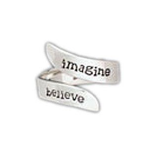 Far Fetched Adjustable Sterling Silver Imagine / Believe Ring: Far Fetched: Talk Talk Inspirational Jewelry: Jewelry