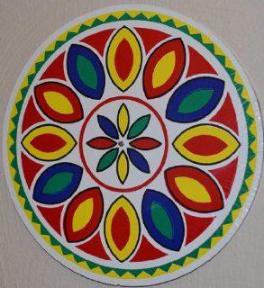15 1/2 Inch Diameter Multicolor 12 Petal Rosette. The Geometric Pattern of the Rosette Is Another Traditional Good Luck Symbol of the Pennsylvania Dutch. Here It Is Meant to Cover Luck for Every Month of the Year! Added Luck Is Provided By the Second, Smal