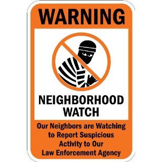 SmartSign 3M High Intensity Grade Reflective Sign, Legend "Warning: Neighborhood Watch" with Graphic, 18" high x 12" wide, Black/Orange on White: Industrial Warning Signs: Industrial & Scientific