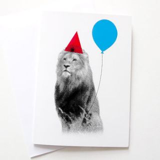 funny birthday card 'party animal lion' by hello dodo