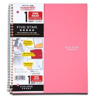 Five Star Wirebound Notebook, 1 Subject, 100 Wide Ruled Sheets, 10.5 x 8 Inch Sheet Size, Pink (72013) : Office Products