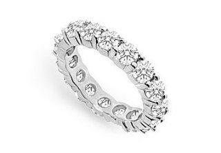 Unique Jewelry SC14WR400D22620 Diamond Eternity Ring   14K White Gold   4.00 CT Diamonds   Size 7 Wedding Bands Jewelry